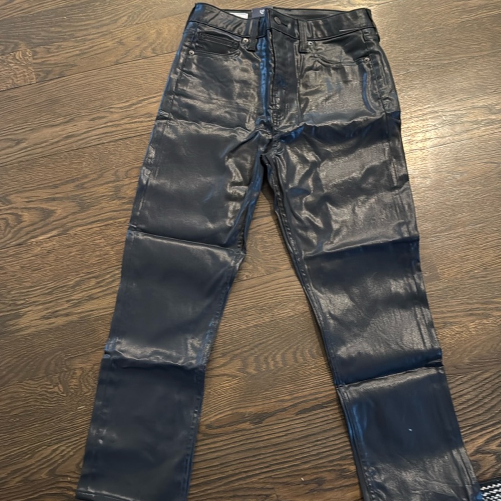 NWT GAP black vintage slim sky high faux leather black pant